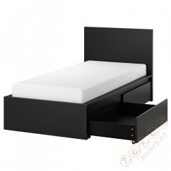⭐MALM⭐Каркас кровати с2 контейнеры, Черно-коричневый/Lindbåden, 90x200 cm⭐ИКЕА-79494975