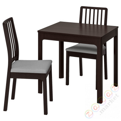 ⭐EKEDALEN / EKEDALEN⭐Таблица и 2 стулья, темно коричневый/Orrsta светло-серый, 80/120 cm⭐ИКЕА-29296874