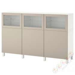 ⭐BESTA⭐Сочетание с дверь, белый Лаппвикен/jasny серый-бежевый Чистое стекло, 180x42x112 cm⭐ИКЕА-99421450