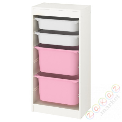 ⭐TROFAST⭐Книжный шкаф с контейнерами, белый/белый розовый, 46x30x94 cm⭐ИКЕА-39533200