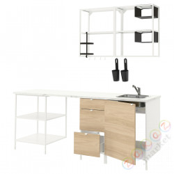 ⭐ENHET⭐Кухня, белый/подражание. дуб, 223x63.5x222 cm⭐ИКЕА-79337829