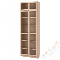 ⭐BILLY / OXBERG⭐Комбинация regałowa/стаканане дверь, дубовый шпон, беленый/стакан, 80x30x237 cm⭐ИКЕА-39249976