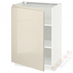 ⭐METOD⭐Кабинет ул./полки, белый/Voxtorpглянцевый светло-бежевый, 60x37 cm⭐ИКЕА-19463750