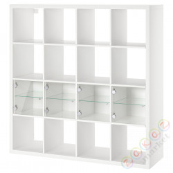 ⭐KALLAX⭐Книжный шкаф с 4 пополняет, белый/стакан, 147x147 cm⭐ИКЕА-09573198