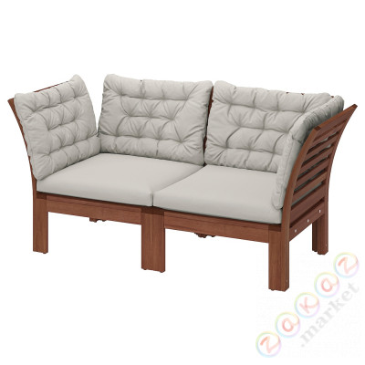 ⭐APPLARO⭐2-пассажирский модульный диван, снаружи, коричневое пятно/Kuddarna Серый, 160x80x80 cm⭐ИКЕА-29303723