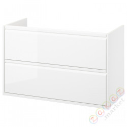 ⭐ANGSJON⭐Тумба под умывальник с ящики, глянцевый белый, 100x48x63 cm⭐ИКЕА-10535092