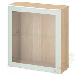 ⭐BESTA⭐Сайт, подражаниеacja дуб bejcowанеgo na biało Glassvik/белый/jasna зеленыйeń Чистое стекло, 60x22x64 cm⭐ИКЕА-39490470