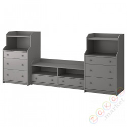 ⭐HAUGA⭐TV/комбинация полок, Серый, 277x46x116 cm⭐ИКЕА-79388437