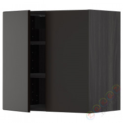 ⭐METOD⭐Навесной шкаф с полками/2 дверь, черный/Кунгсбака антрацит, 60x60 cm⭐ИКЕА-89467575