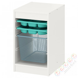 ⭐TROFAST⭐Книжный шкаф с контейнером/tace, белый бирюзовый/серо-голубой, 34x44x56 cm⭐ИКЕА-09480793