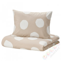 ⭐KLYNNETAG⭐Poszwa na kołdrę i 2 posвызовki, бежевый/белый/в горошек, 200x200/50x60 cm⭐ИКЕА-40524836
