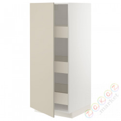 ⭐METOD / MAXIMERA⭐Высокий шкаф с ящики, белый/Havstorp бежевый, 60x60x140 cm⭐ИКЕА-19426767