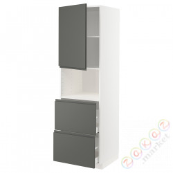 ⭐METOD / MAXIMERA⭐В шкафу для микрофона дверь/2 ящики, белый/Voxtorpтемно-серый, 60x60x200 cm⭐ИКЕА-19455298