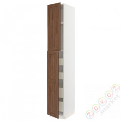 ⭐METOD / MAXIMERA⭐Шкаф, высота 2дверь/4лопата, белый Enköping/коричневый орех, 40x60x240 cm⭐ИКЕА-29475205