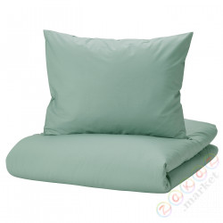 ⭐STRANDTALL⭐Poszwa na kołdrę i posвызовka, серо-зеленый/темно-зеленый, 150x200/50x60 cm⭐ИКЕА-20500921