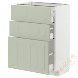 ⭐METOD / MAXIMERA⭐Напольный шкаф с 3 ящики, белый/Stensund светло-зеленый, 60x37 cm⭐ИКЕА-19486313