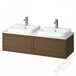 ⭐ANGSJON / BACKSJON⭐Тумба под умывальник/umywalki/baterie, коричневый подражание. дуб/белый имитация мрамора, 122x49x41 cm⭐ИКЕА-19528624