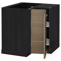 ⭐METOD⭐Тумба угловая с каруселью, черный/Орех Voxtorp88x88 cm⭐ИКЕА-49339189