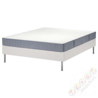 ⭐LYNGOR⭐Континентальная кровать, Vesteröy средняя твердость/jasnoсиний белый, 140x200 cm⭐ИКЕА-99553209