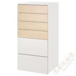 ⭐SMASTAD / PLATSA⭐Комод, 6 ящики, белый береза/белый, 60x57x123 cm⭐ИКЕА-09549311