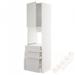 ⭐METOD / MAXIMERA⭐Кабинет высокой температуры/Drz/3 шу, белый/Lerhyttan светло-серый, 60x60x220 cm⭐ИКЕА-29467408