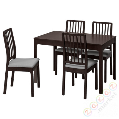 ⭐EKEDALEN / EKEDALEN⭐Таблица и 4 стулья, темно коричневый/Orrsta светло-серый, 120/180 cm⭐ИКЕА-69221278