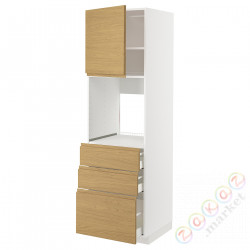 ⭐METOD / MAXIMERA⭐Кабинет высокой температуры/Drz/3 шу, белый/Voxtorpподражание. дуб, 60x60x200 cm⭐ИКЕА-39538839