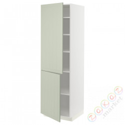 ⭐METOD⭐Высокий шкаф с полками/2Drz, белый/Stensund светло-зеленый, 60x60x200 cm⭐ИКЕА-89487516