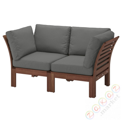 ⭐APPLARO⭐2-пассажирский модульный диван, снаружи, коричневое пятно/Frösön/Duvholmen темно-серый, 160x80x84 cm⭐ИКЕА-09260055