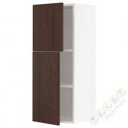 ⭐METOD⭐Навесной шкаф с полками/2 дверь, белый/Sinarp коричневый, 40x100 cm⭐ИКЕА-39465512