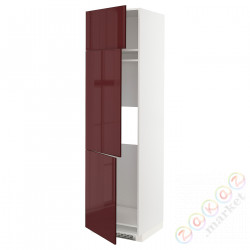 ⭐METOD⭐Ледяной шкаф высокий/замораживание/3Drz, белый Kallarp/темно-красно-коричневый блеск, 60x60x220 cm⭐ИКЕА-79460616