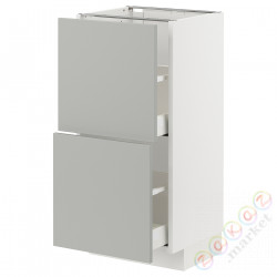 ⭐METOD / MAXIMERA⭐Напольный шкаф с 2 ящики, белый/Havstorp светло-серый, 40x37 cm⭐ИКЕА-09538204