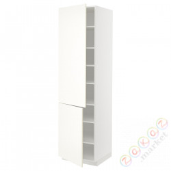 ⭐METOD⭐Высокий шкаф с полками/2Drz, белый/Vallstena белый, 60x60x220 cm⭐ИКЕА-09507311