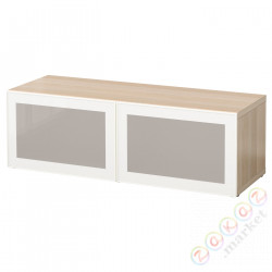 ⭐BESTA⭐Сайт, подражаниеacja дуб bejcowанеgo na biało/Glassvik белый/матовое стекло, 120x42x38 cm⭐ИКЕА-49047831