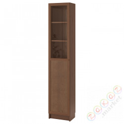 ⭐BILLY / OXBERG⭐Книжный шкаф с Drzв панелях/стаканAnymi, коричневый ясеневый шпон/стакан, 40x30x202 cm⭐ИКЕА-09287413