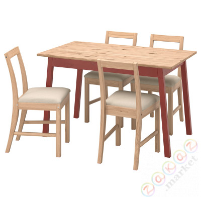 ⭐PINNTORP / PINNTORP⭐Таблица и 4 стулья, светло-коричневое пятно czerwona bejca/Katorp светло-коричневое пятно, 125 cm⭐ИКЕА-69484463