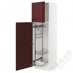 ⭐METOD⭐Высокий шкаф/домашний интерьер, белый Kallarp/темно-красно-коричневый блеск, 60x60x200 cm⭐ИКЕА-89463228