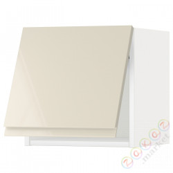 ⭐METOD⭐Шкаф навесной горизонтальный с кнопкой открывания, белый/Voxtorpглянцевый светло-бежевый, 40x40 cm⭐ИКЕА-89394414