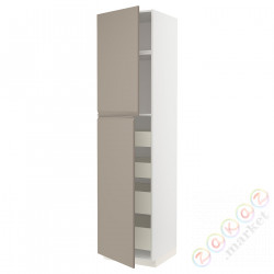 ⭐METOD / MAXIMERA⭐Шкаф, высота 2дверь/4лопата, белый/Upplöv матciemnoбежевый, 60x60x240 cm⭐ИКЕА-49491978