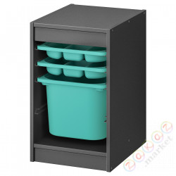 ⭐TROFAST⭐Книжный шкаф с контейнером/tace, Серый/бирюзовый, 34x44x56 cm⭐ИКЕА-69516100