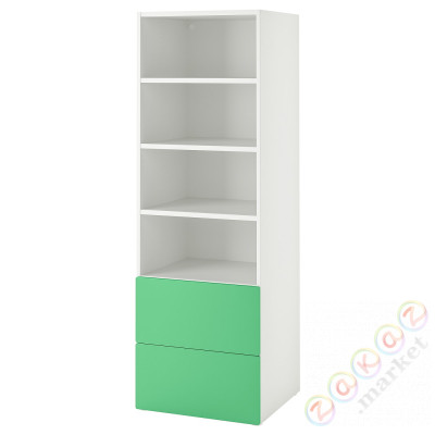 ⭐SMASTAD / PLATSA⭐Книжный шкаф, белый зеленый/с2 ящики, 60x57x181 cm⭐ИКЕА-39483281