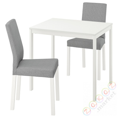 ⭐VANGSTA / KATTIL⭐Таблица и 2 стулья, белый/Knisa светло-серый, 80/120 cm⭐ИКЕА-89428758