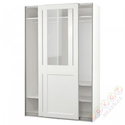 ⭐PAX / GRIMO⭐Шкаф с раздвижными дверьми дверь, белый/Чистое стекло белый, 150x66x236 cm⭐ИКЕА-79502287