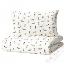 ⭐DROMSLOTT⭐Poszwa 1 posвызовka do łóżeczka, шаблон w szczeniaki/разноцветный, 110x125/35x55 cm⭐ИКЕА-30521193