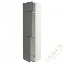 ⭐METOD⭐Ледяной шкаф высокий/замораживание/3Drz, белый/Voxtorpтемно-серый, 60x60x240 cm⭐ИКЕА-59470032