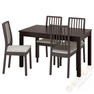 ⭐LANEBERG / EKEDALEN⭐Таблица и 4 стулья, коричневыйowoчерный темно-коричневый/Orrsta светло-серый, 130/190x80 cm⭐ИКЕА-69482954