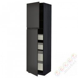 ⭐METOD / MAXIMERA⭐Шкаф, высота 2дверь/4лопата, черный/Upplöv матантрацит, 60x60x220 cm⭐ИКЕА-79495381