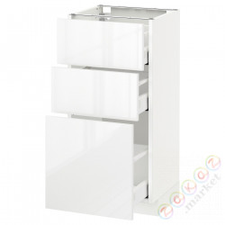 ⭐METOD / MAXIMERA⭐Напольный шкаф с 3 ящики, белый/Рингхульт белый, 40x37 cm⭐ИКЕА-69052124