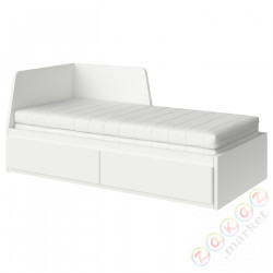 ⭐FLEKKE⭐Диван с 2 ящики, 2 матрасы, белый/Åfjäll средняя твердость, 80x200 cm⭐ИКЕА-79521455