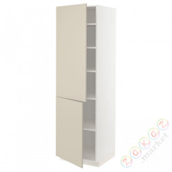 ⭐METOD⭐Высокий шкаф с полками/2Drz, белый/Havstorp бежевый, 60x60x200 cm⭐ИКЕА-79465299